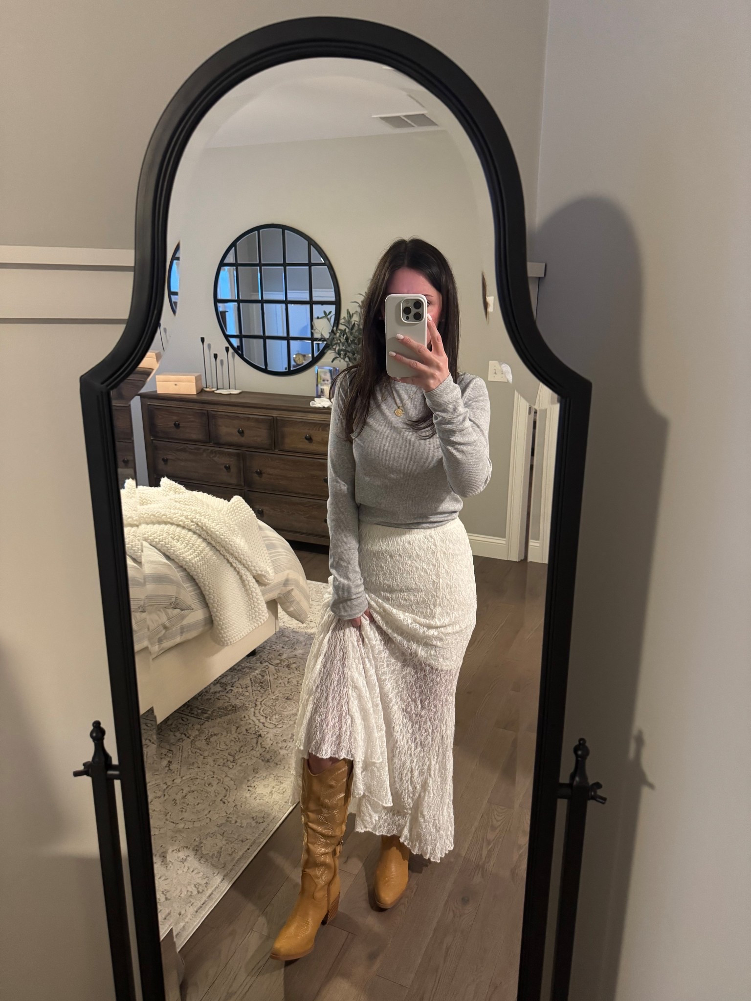 Target spring 
Country concert outfit 
Would not pair this shirt with this outfit this was only for purpose of showing skirt and boots