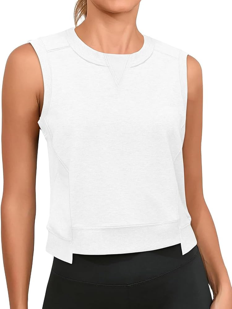 Cicy Bell Womens Cropped Workout Tank Tops Summer Casual Sleeveless Sweatshirts Athletic Gym Crew... | Amazon (US)