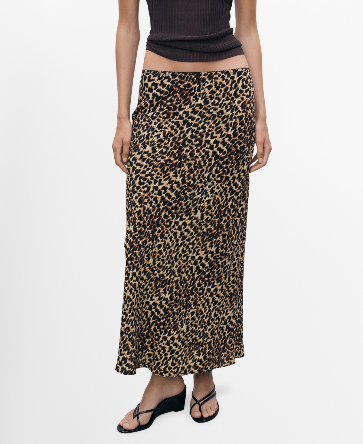 Mango Women's Animal-Print Midi-Skirt - Brown | Macy's