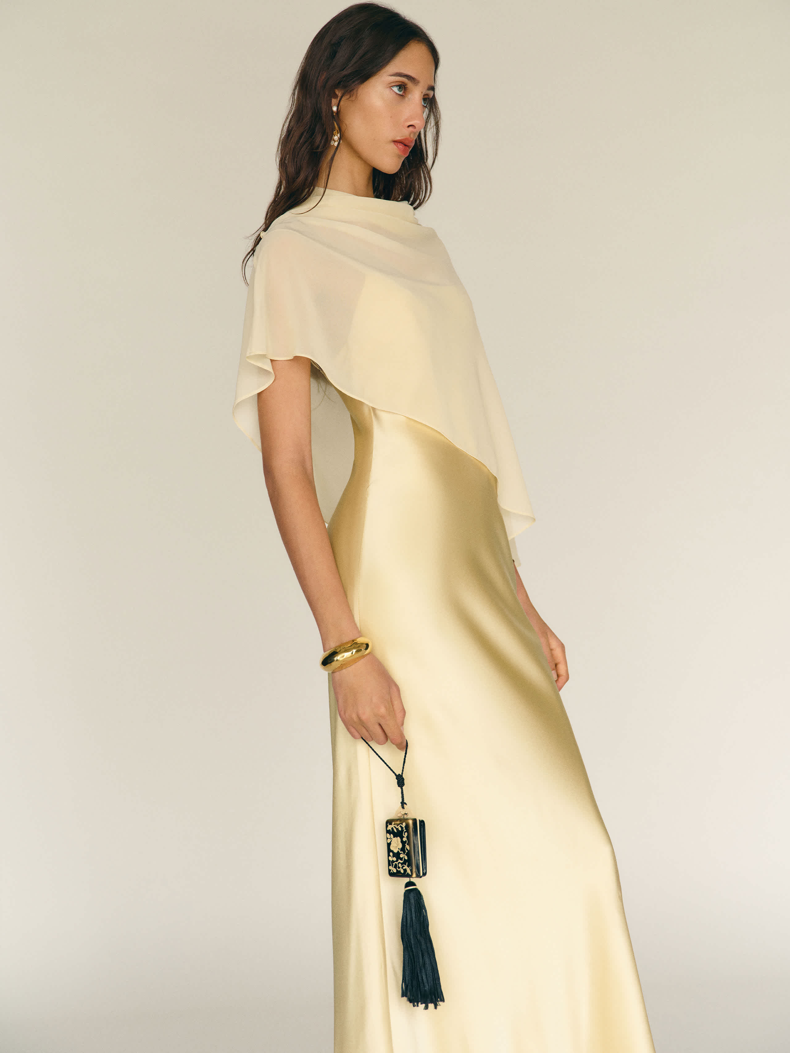 Reformation Lilibeth Silk Dress Yellow Medium | Reformation (Global)