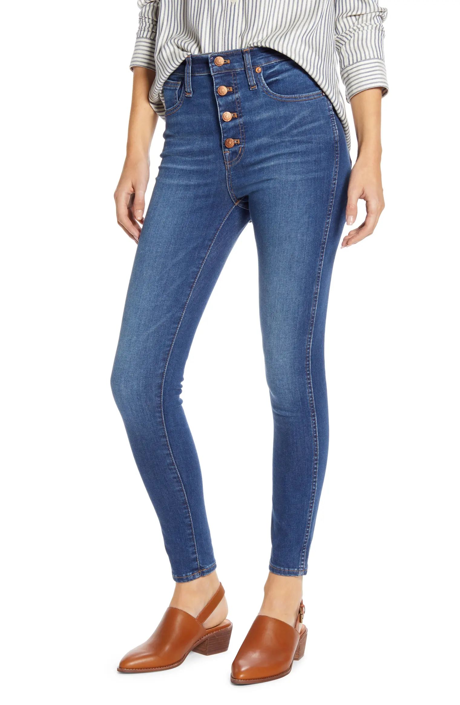 High Rise Button Front Skinny Jeans | Nordstrom