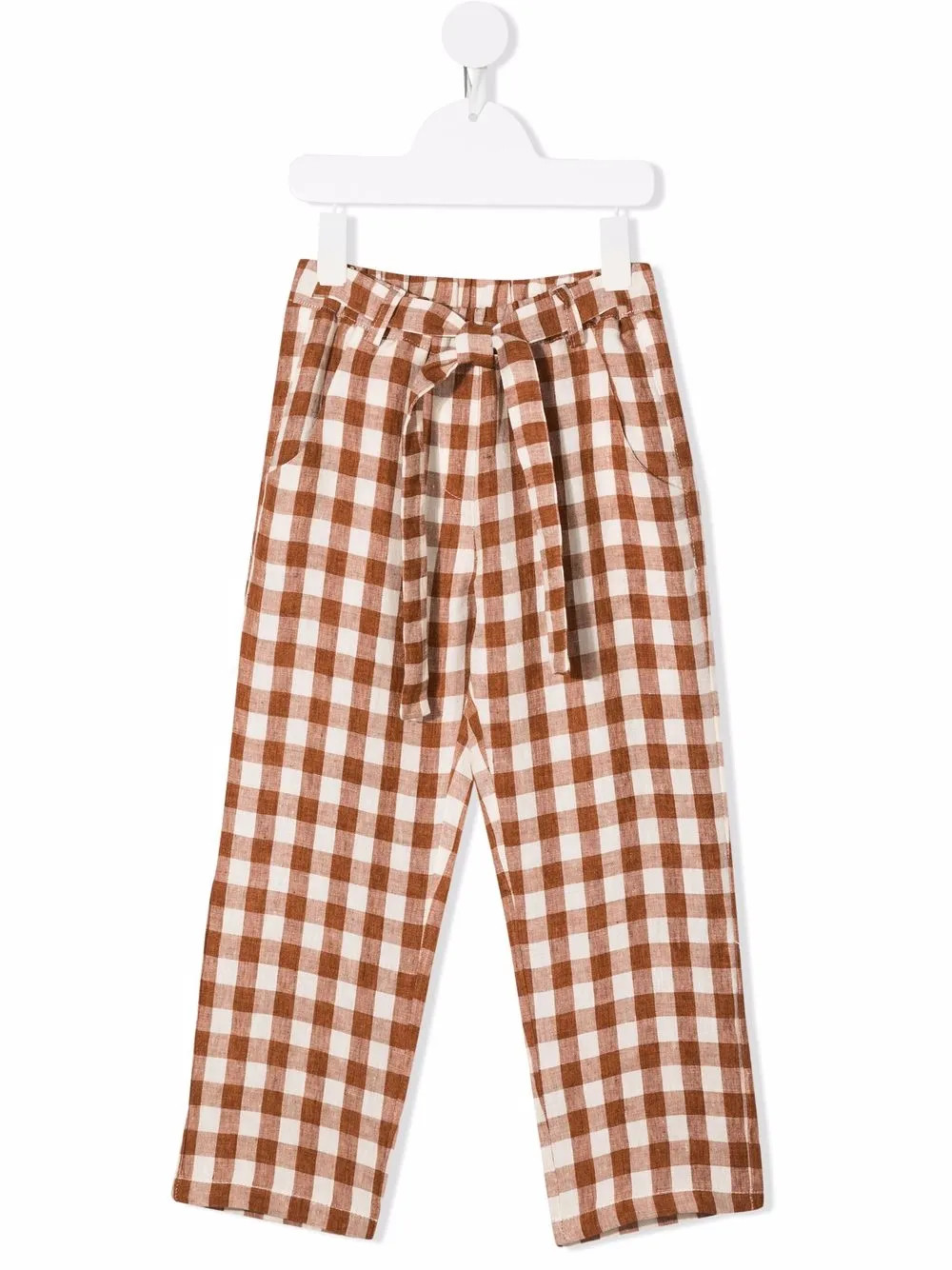 check-print linen trousers | Farfetch Global