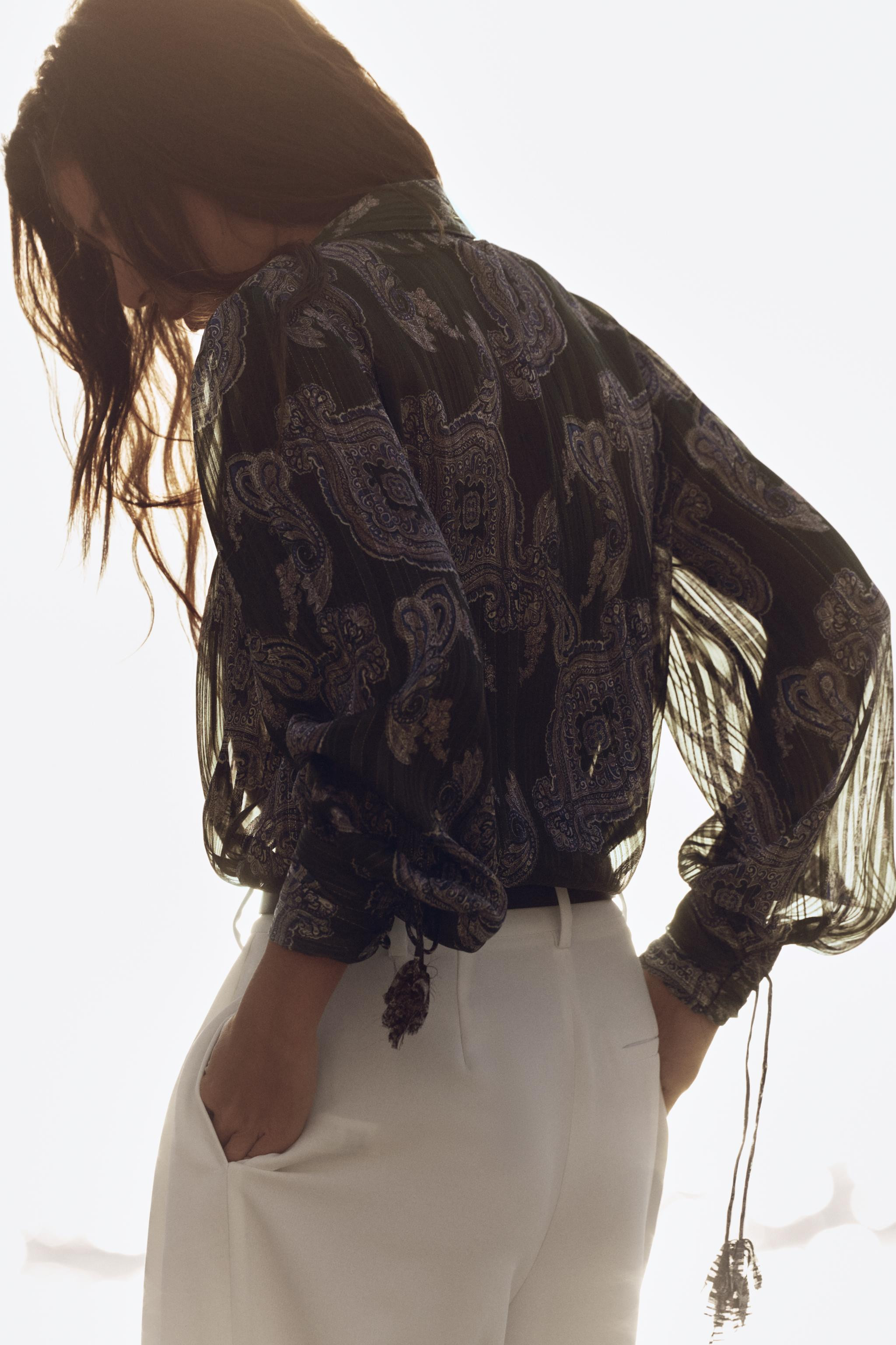 PRINTED SHIRT WITH METALLIC THREAD | Zara US