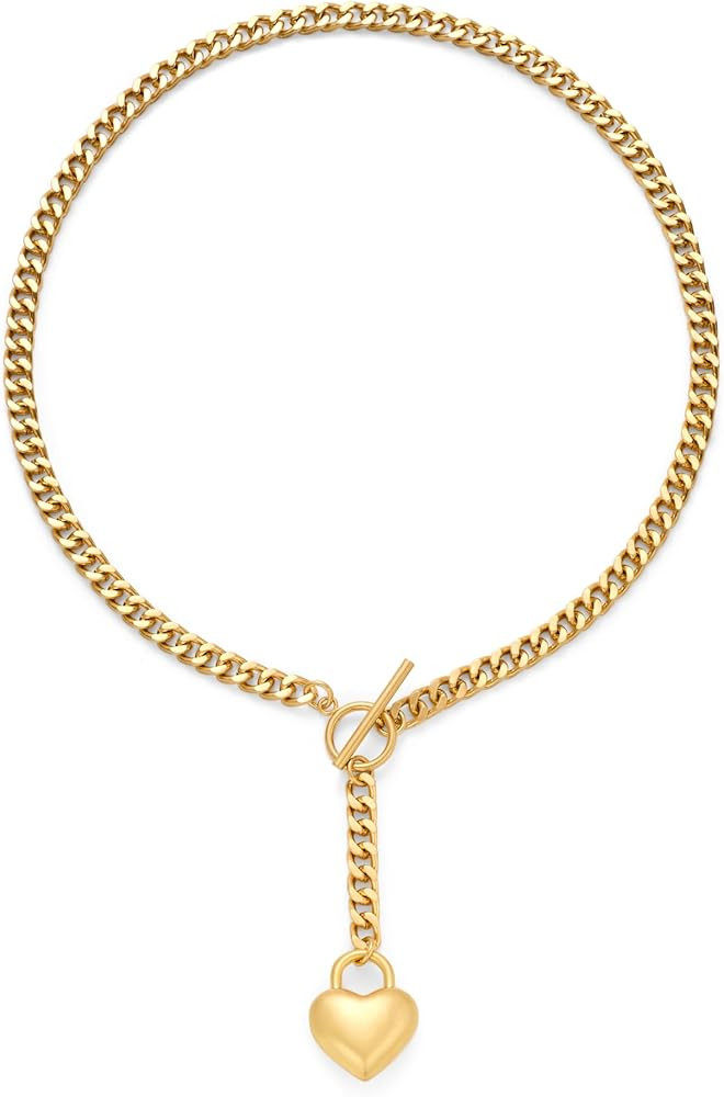 CLASSYZINT 18K Gold Plated Coin Lion Head Pendant Necklace Chunky Paperclip Choker Necklace For G... | Amazon (US)