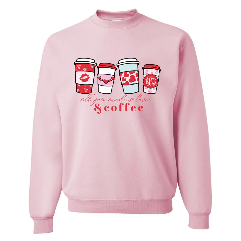 Monogrammed 'Love & Coffee' Crewneck Sweatshirt | United Monograms