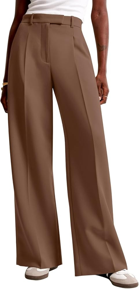 NIMIN Women Wide Leg Pants High Waisted Dressy Work Trousers Business Casual Palazzo Pants with P... | Amazon (US)