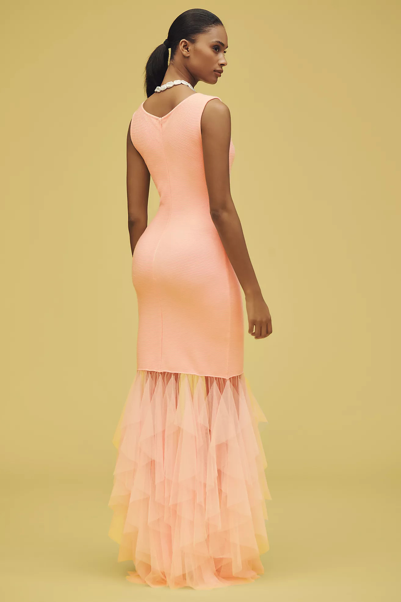 BLITHE Knit Tulle Sleeveless Maxi Dress | Anthropologie (US)