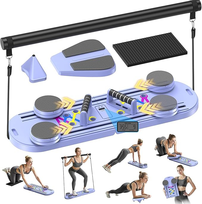 Pilates Board,Foldable Pilates Reformer Equipment with Timer, Multi-Purpose Portable Pilates Refo... | Amazon (US)
