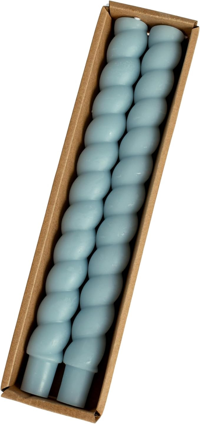 Creative Co-Op Twisted Taper Candles in Box, Blue, Set of 2 | Amazon (US)