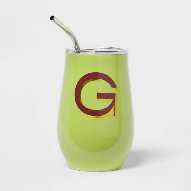 11.8oz Stainless Steel Double Walled Non-Vacuum Wine Tumbler with Lid and Straw - Opalhouse™ | Target