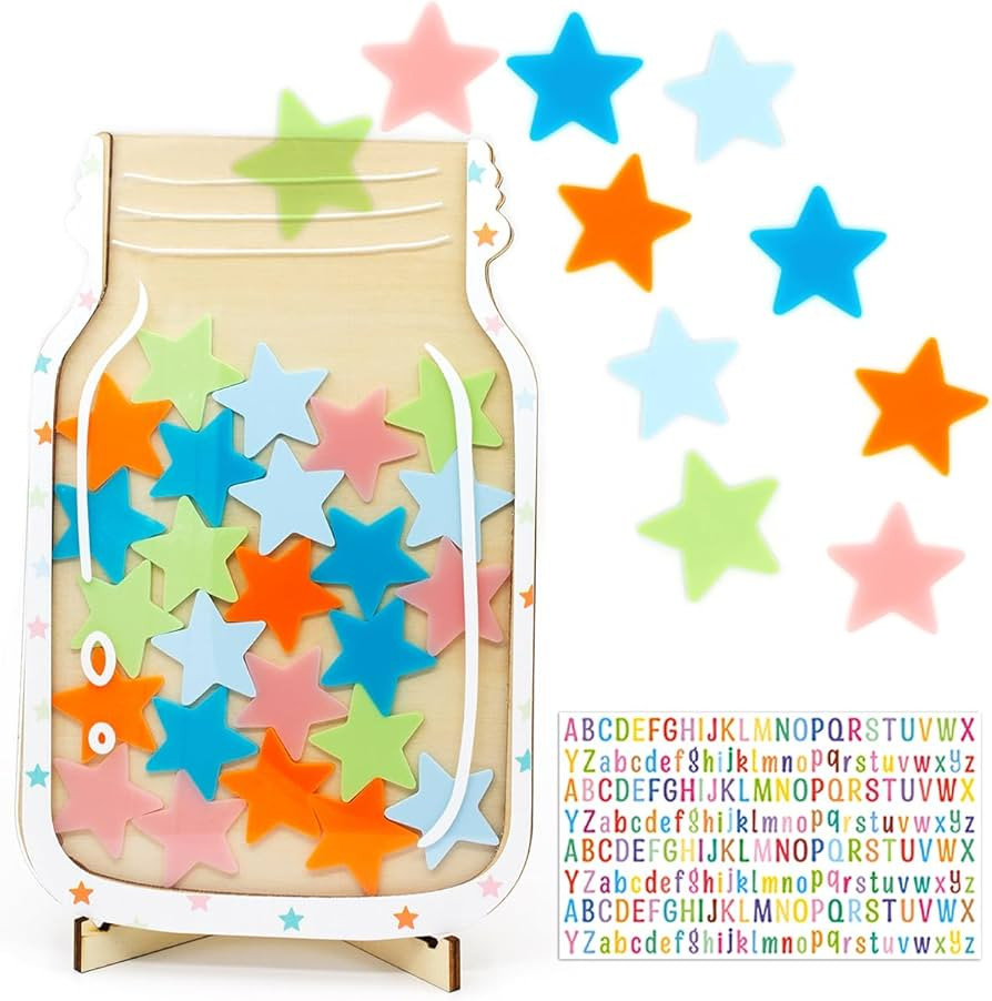 Personalized Stars Reward Jar for Kids, DIY, with Colorful Letter Stickers, Potty Training Reward... | Amazon (US)