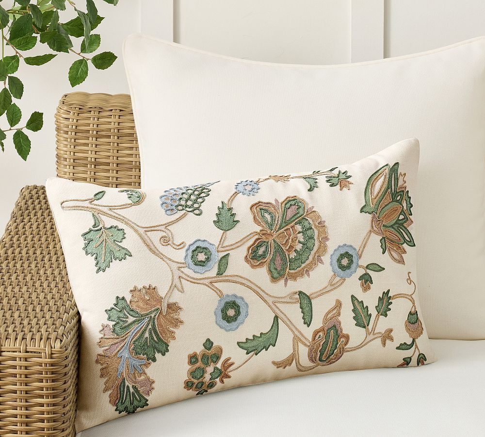 Luka Printed Outdoor Lumbar Pillow | Pottery Barn (US)