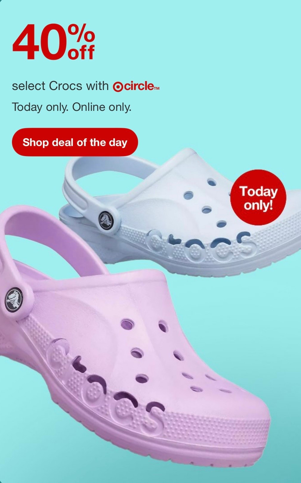 Target Circle Week Crocs on sale 40% off!

#LTKFamily #LTKKids #LTKSaleAlert