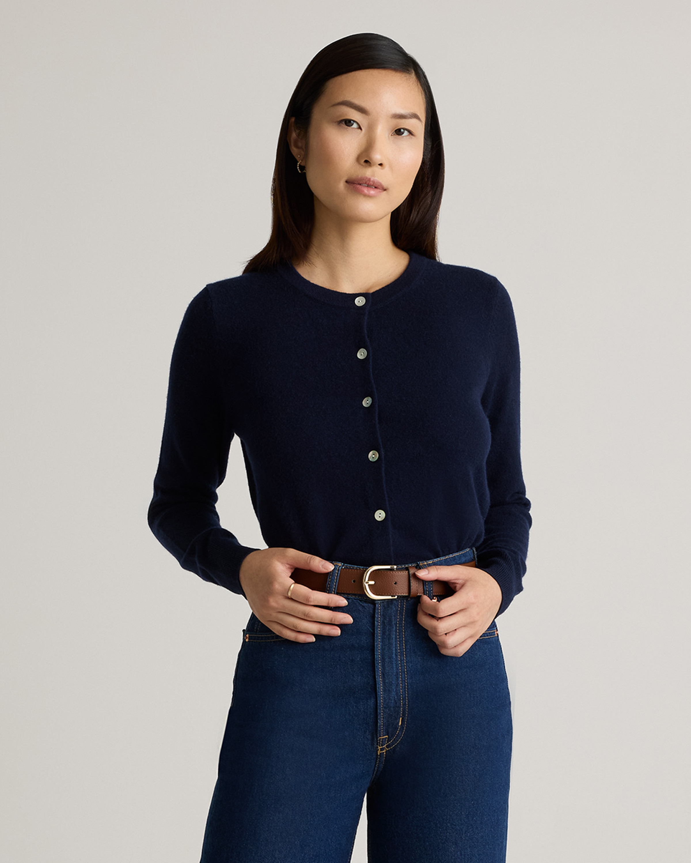 Quince | Women's Mongolian Cashmere Cardigan Sweater in True Navy, Size Large | Quince