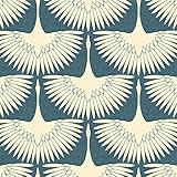 Tempaper FE14027 Feather Flock Removable Peel and Stick Wallpaper, 28 sq. ft, Denim Blue | Amazon (US)