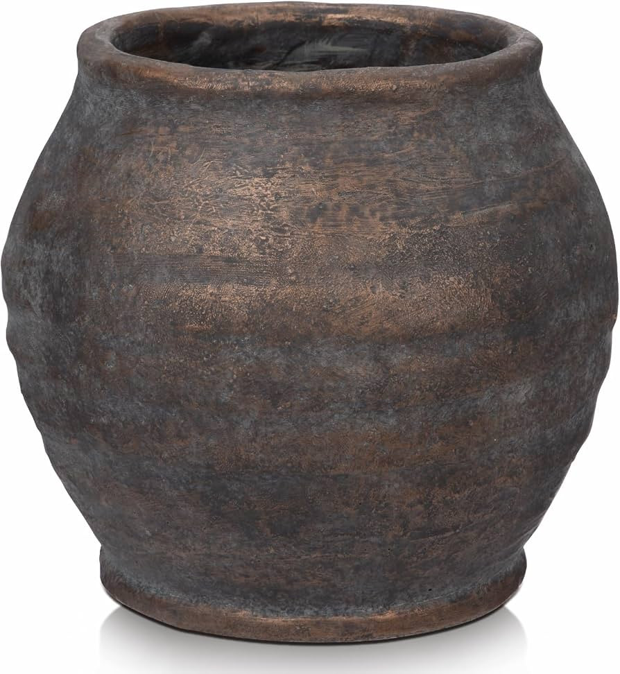 Briful Rustic Vintage Ceramic Pottery Vase, 6.1'' Farmhouse Table Decor with Distressed Texture, ... | Amazon (US)
