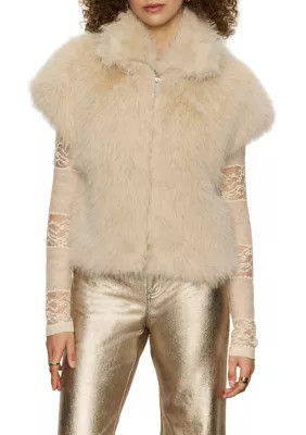 Sanctuary Women's Sleeveless Silky Faux Fur Vest, Large | Belk