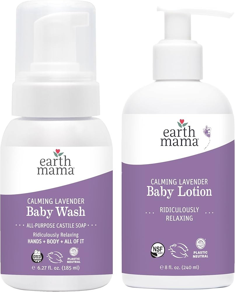 Earth Mama Bathtime Bundle | Calming Lavender Castile Baby Wash & Moisturizing Calendula Lotion | Amazon (US)