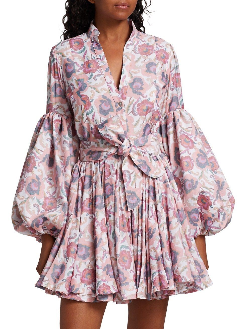 No Pise La Grama Carta Y Letra Belted Linen &amp; Cotton Minidress | Saks Fifth Avenue