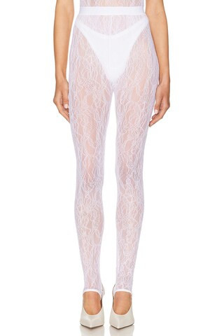 WARDROBE.NYC Lace Stirrup Legging in White | FWRD 