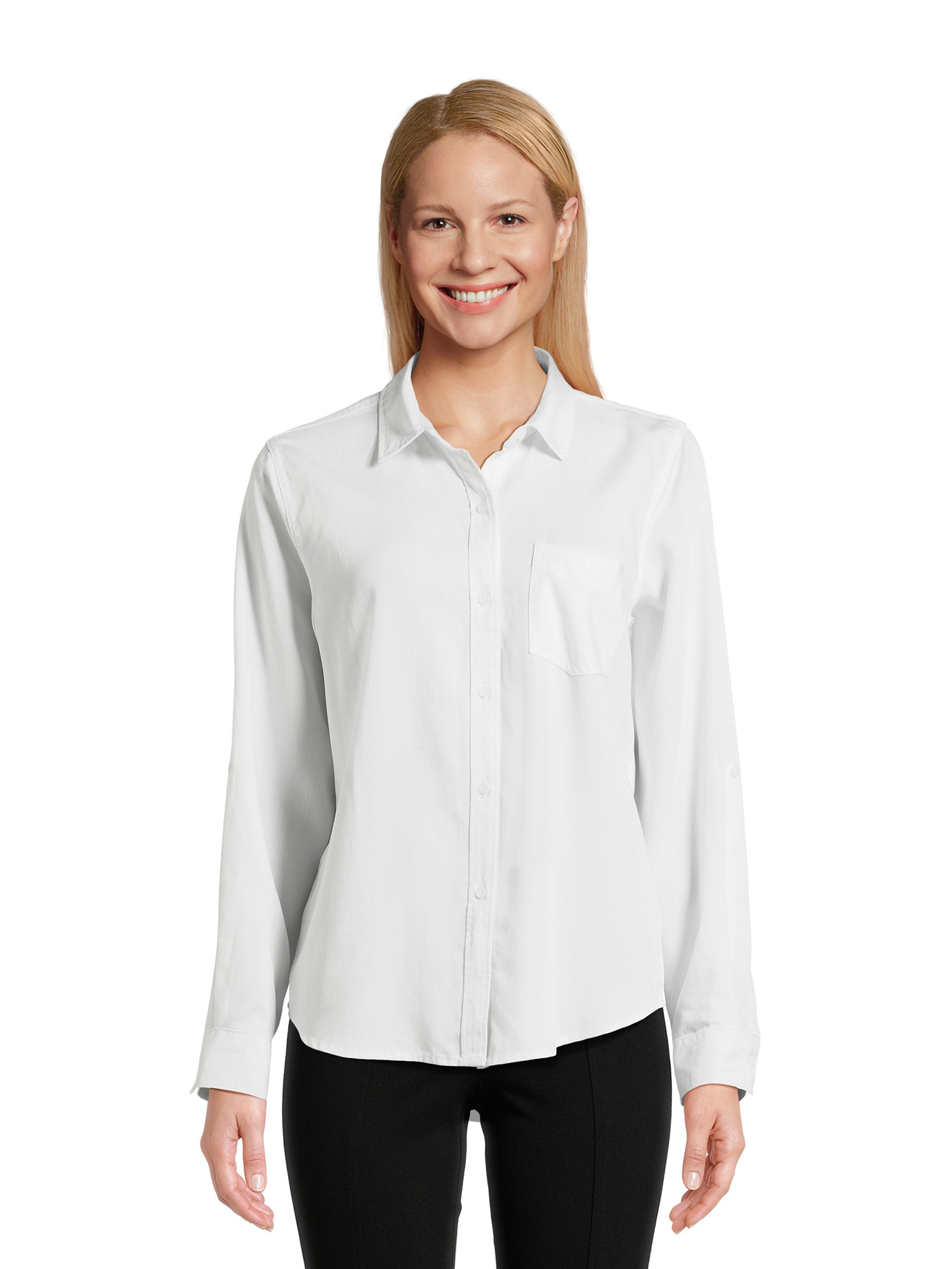 Time and Tru Women's Soft Button Front Shirt, Sizes XS-XXXL | Walmart (US)