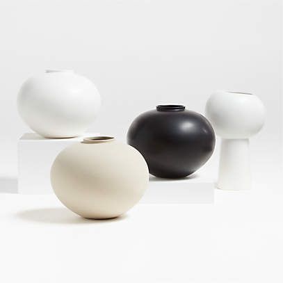 Jimena White Round Vase + Reviews | Crate & Barrel | Crate & Barrel