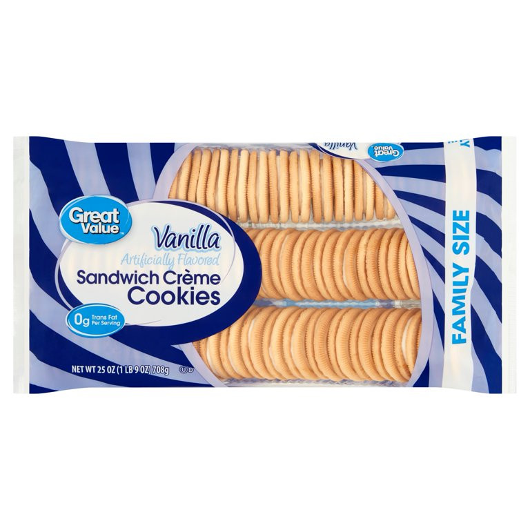 Great Value Vanilla Sandwich Creme Cookies Family Size, 25 oz | Walmart (US)