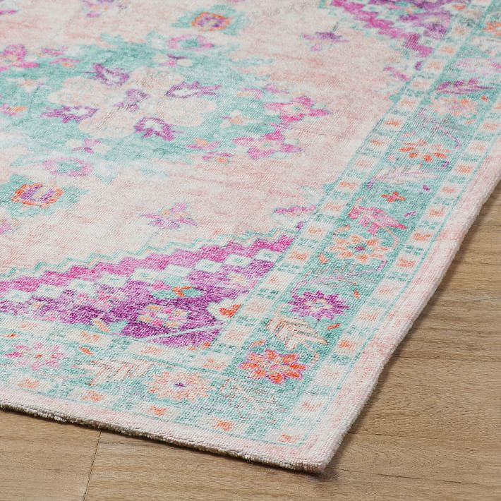 Traditional Washable Rug - Pink Multi | Pottery Barn Teen