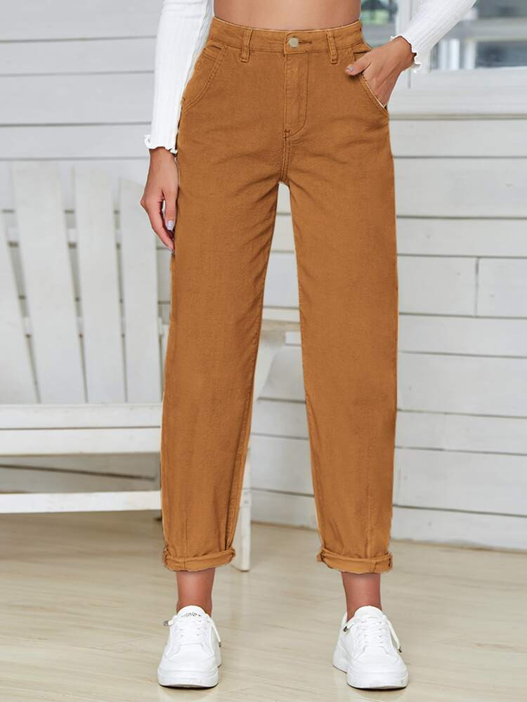 High Waist Corduroy Pants | SHEIN