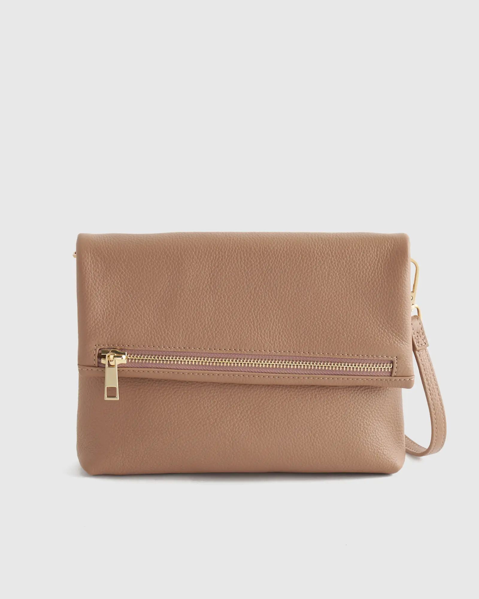 Italian Leather Convertible Foldover Clutch | Quince