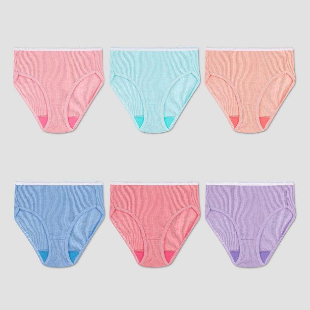 Hanes Girls' 6pk Cotton Ribbed Briefs - Colors May Vary | Target