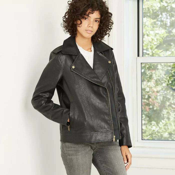 Women's Classic Moto Jacket - Universal Thread™ Black | Target