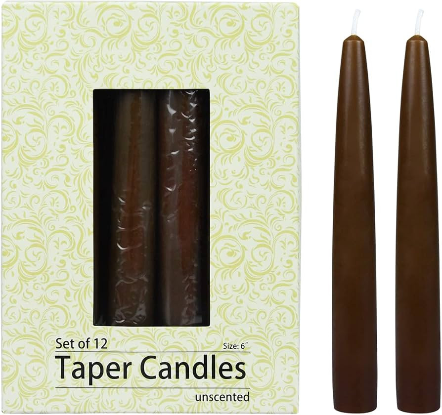 Zest Candle 12-Piece Taper Candles, 6-Inch, Brown | Amazon (US)