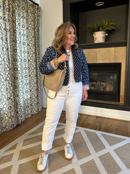 Elevated casual with these white jeans and quilted jacket. 
Jeans size 14/32
Jacket size L. Use code 20NANETTE2 for an extra discount. 
Love the dolce vita sneakers. Memory foam and slip on! Tts. 
This purse is sooooo beautiful. Lovely woven leather  

Casual spring Easter outfit banana republic Amazon quince

#LTKmidsize #LTKSeasonal #LTKitbag