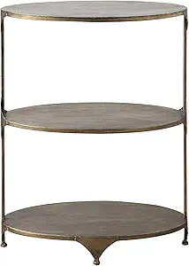 Creative Co-Op Antique Gold Oval Metal 3-Tier Shelf Side Table | Amazon (US)