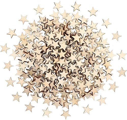 300 Pieces Star Shape Unfinished Wood Pieces Christmas Blank Wood Pieces Wooden Cutouts Ornaments... | Amazon (US)