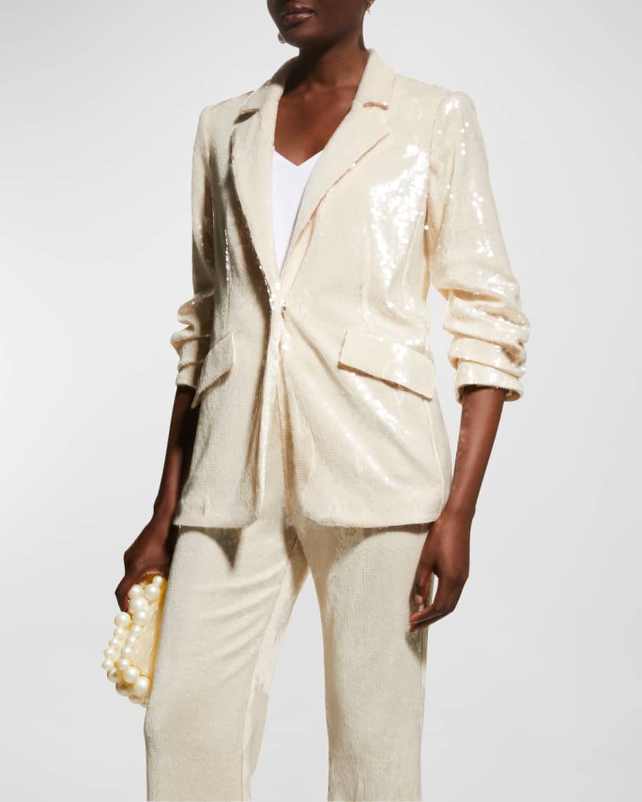 Kimmi Scrunched-Sleeve Sequin Blazer | Neiman Marcus