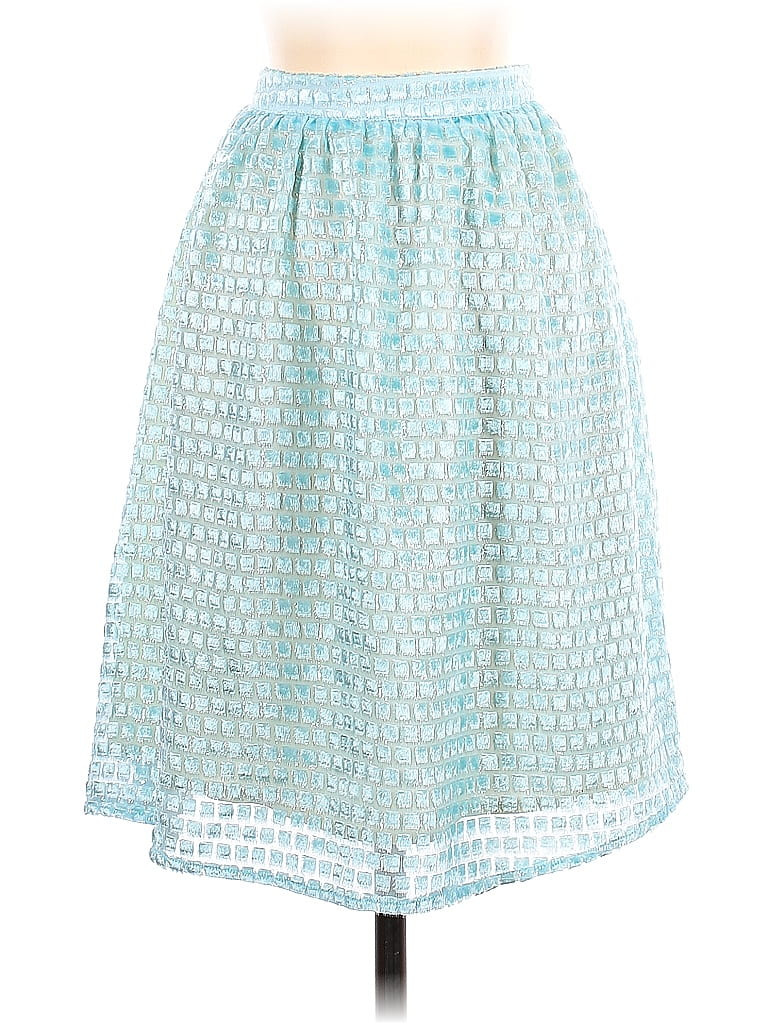 ISLA MAUDE 100% Polyester Jacquard Damask Hearts Stars Brocade Teal Casual Skirt Size S - 72% off | thredUP