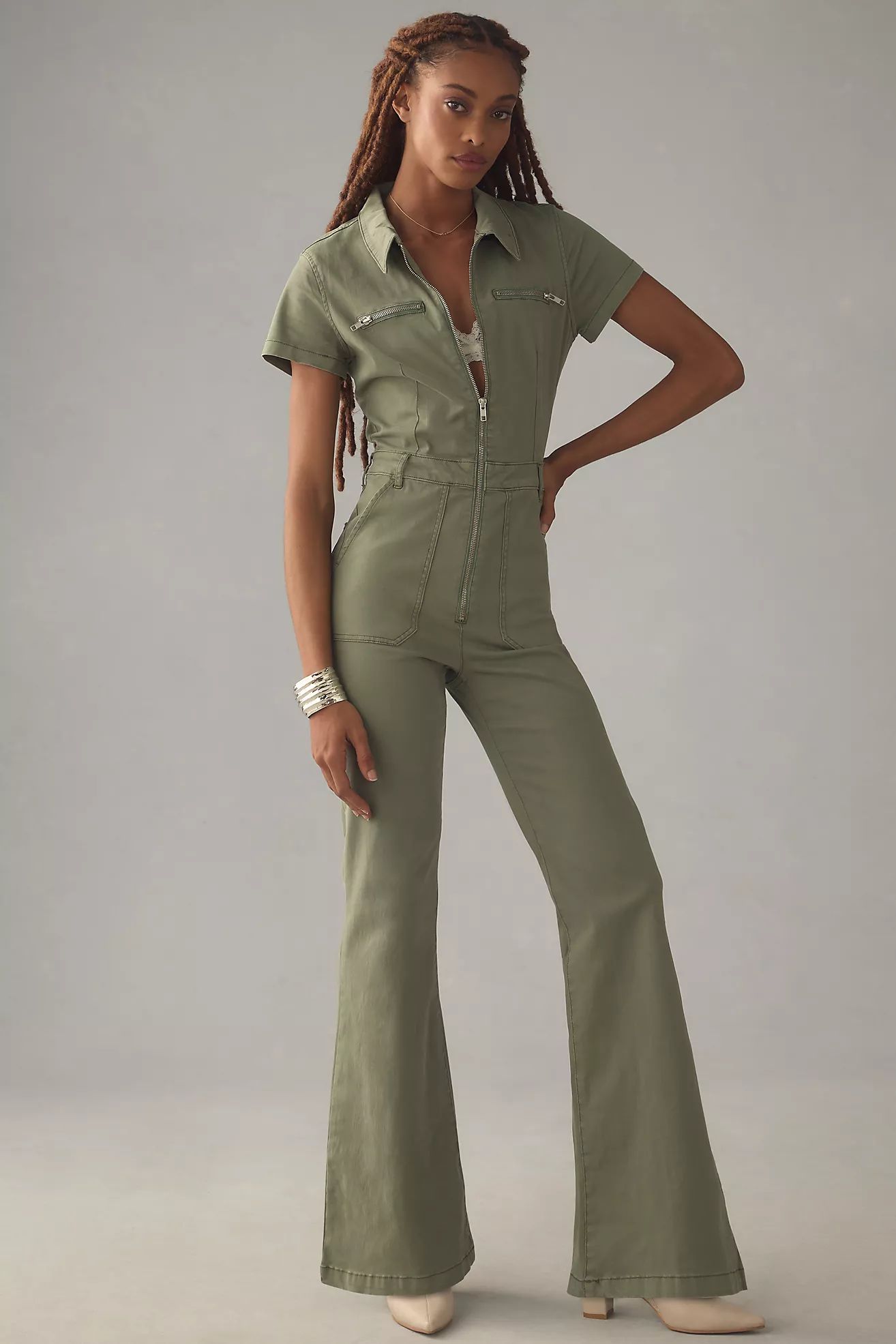 Pistola Martina Short-Sleeve Flare Jumpsuit | Anthropologie (US)