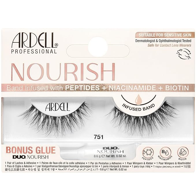 Ardell Nourish Lashes 751 – False Eyelashes with Peptides & Biotin Infused Band, Lash Glue Incl... | Amazon (US)