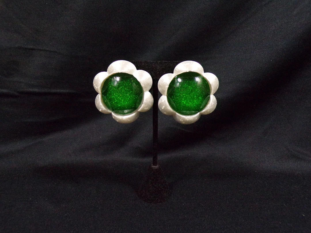 Flower Princess earrings green white video game cosplay | Etsy (US)