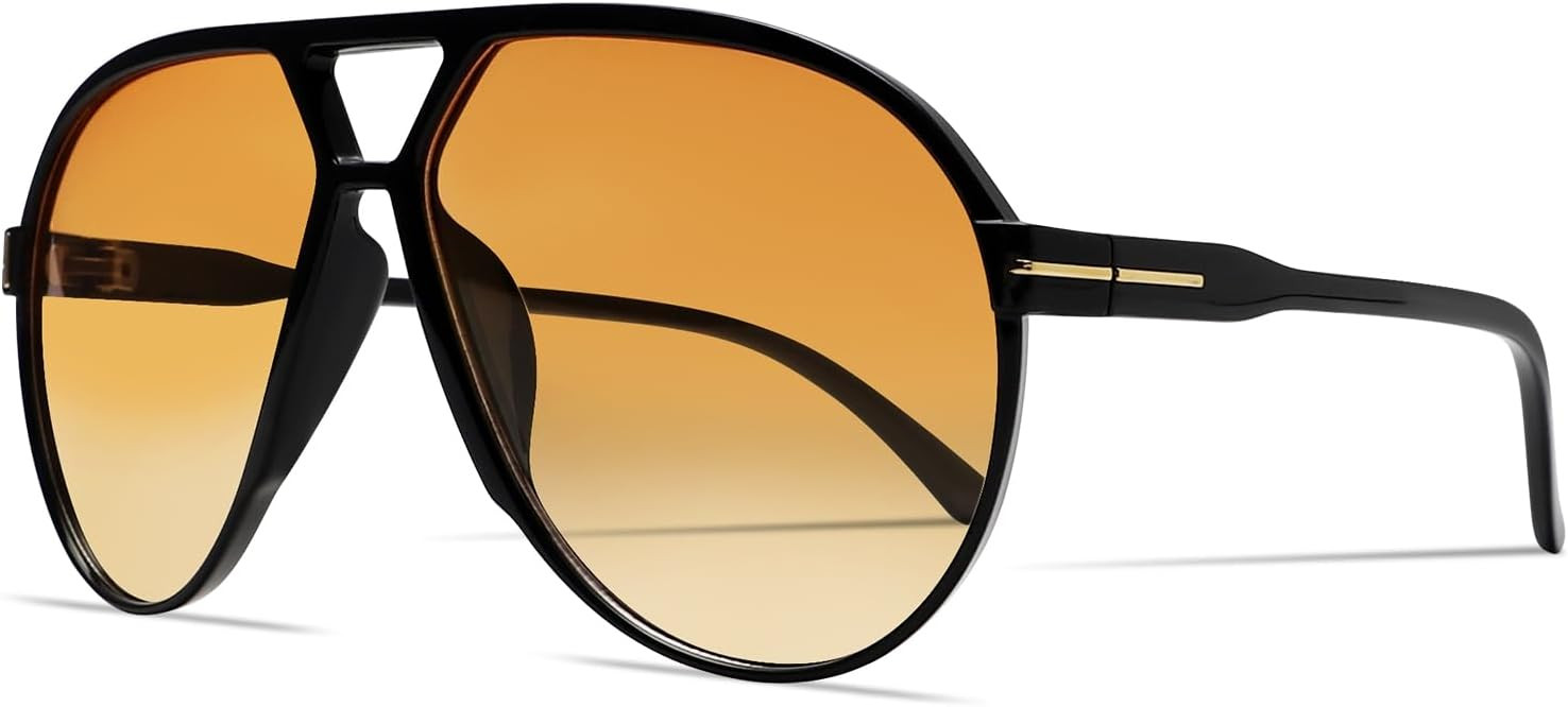 Retro Aviator Sunglasses for Women Men Oversized Classic 70s Vintage Trendy Tangle Free Square Av... | Amazon (US)