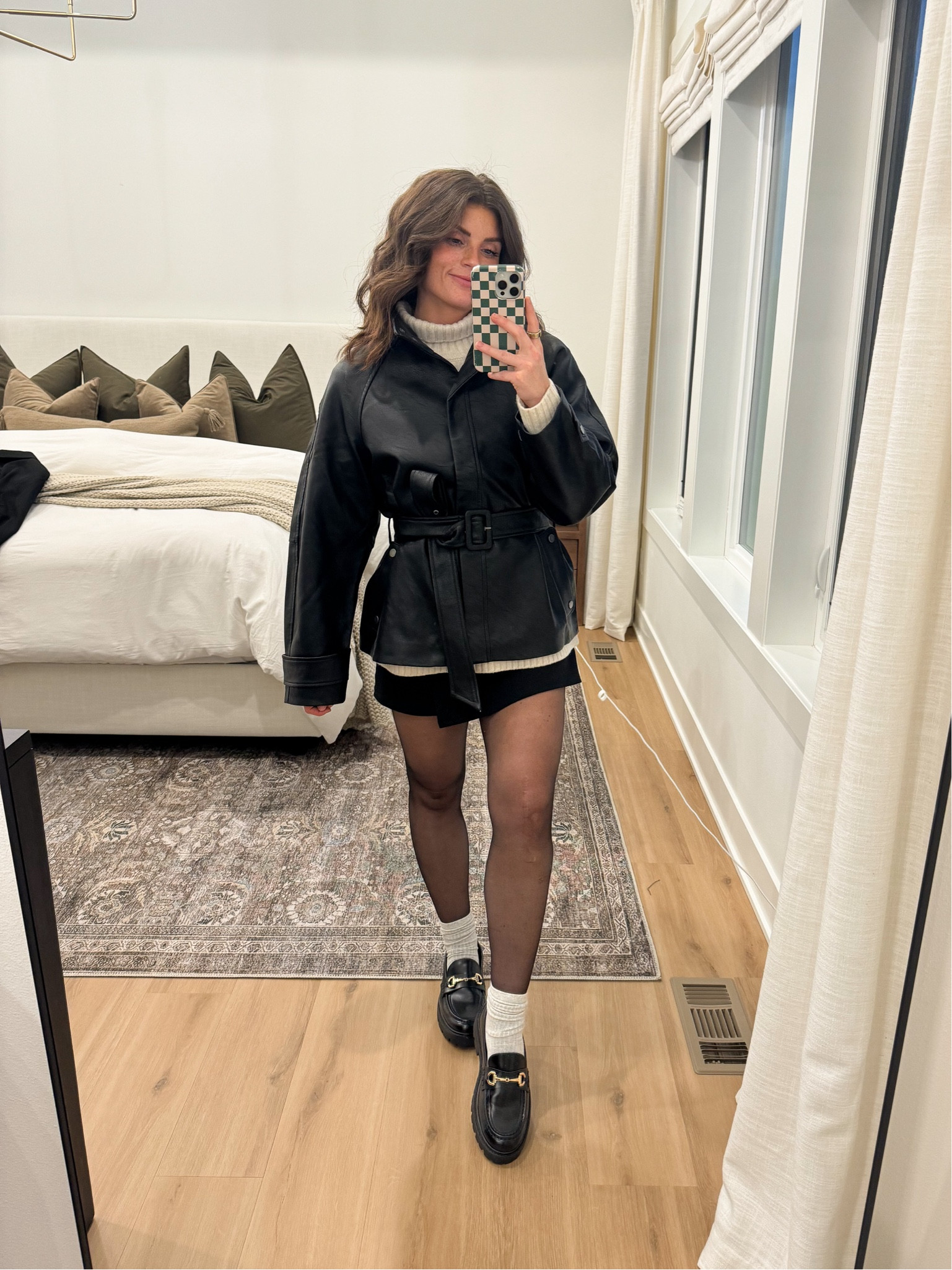 Leather jacket outfit, skort, loafer outfit, fall date night outfit

#LTKFindsUnder50 #LTKFindsUnder100 #LTKStyleTip