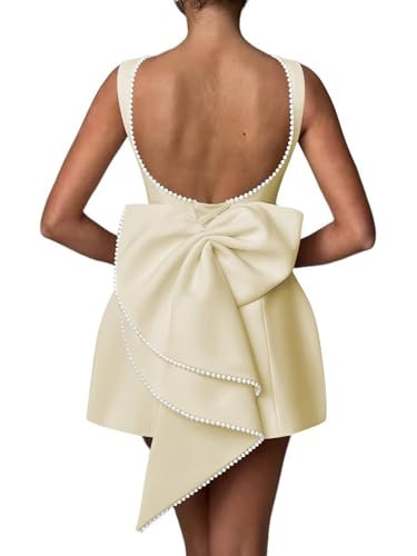 Aosadin Pearl Dress for Women Cocktail Dresses with Bow 2025 Formal Evening Gowns Champagne 12 | Amazon (US)