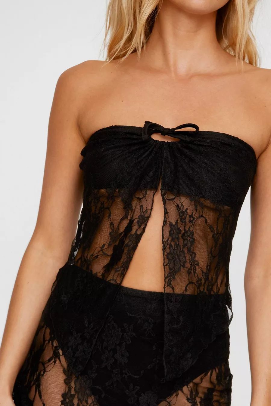 Lace Tie Front Bandeau Top | Nasty Gal US