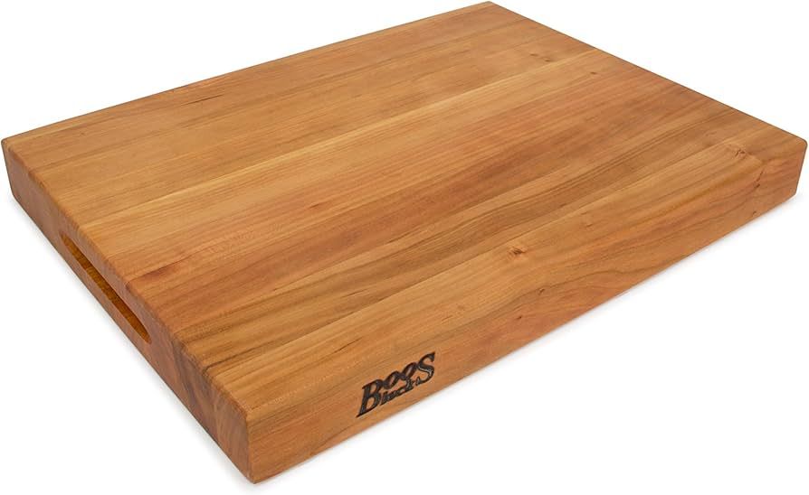 John Boos Cherry Wood Cutting Board for Kitchen Prep 20 Inches x 15 Inches, 2.25 Inches Thick Rev... | Amazon (US)