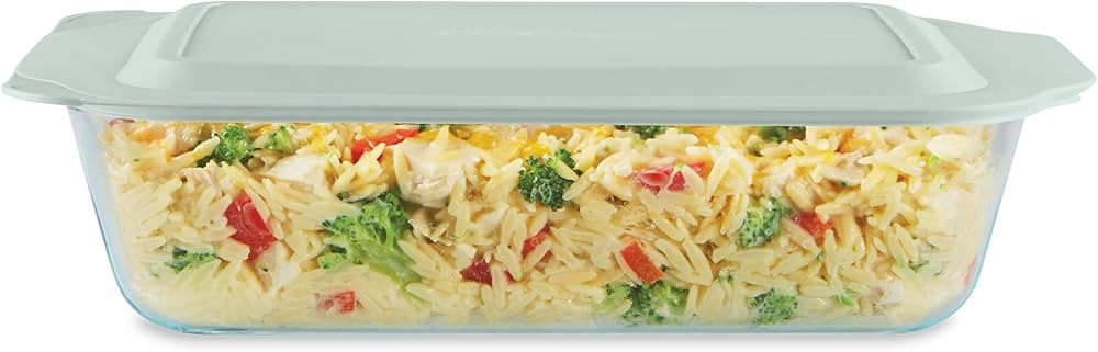 Pyrex Deep Glass Baking Dish with Plastic Lid, Deep Casserole Dish, Glass Food Container, Oven, F... | Amazon (US)
