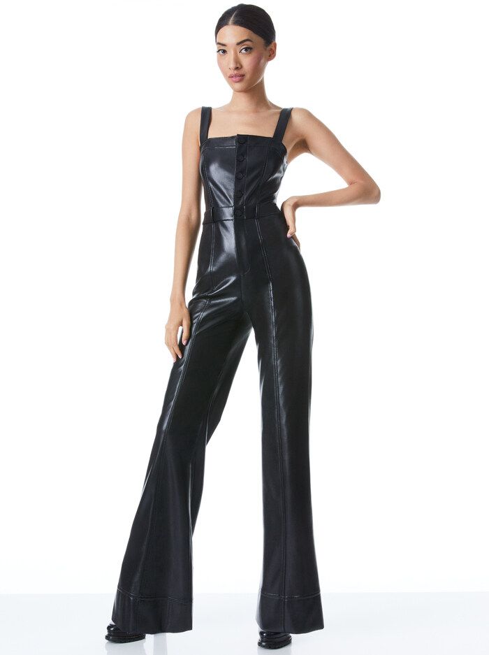 LINETTE VEGAN LEATHER SLEEVELESS JUMPSUIT | Alice + Olivia