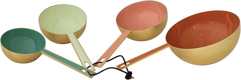 Creative Co-Op 4-Piece Enameled Measuring Cups with Leather Tie, Multicolor | Amazon (US)
