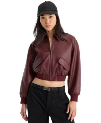 Good American Women's Better Than Leather Collared Jacket - Berry Noir | Macy's